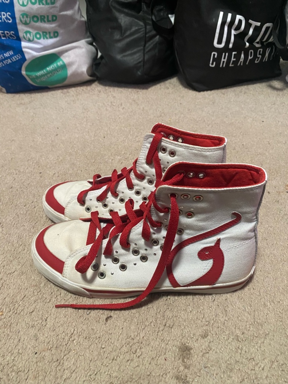 Baby Phat White and Red High-Top Sneakers with Logo